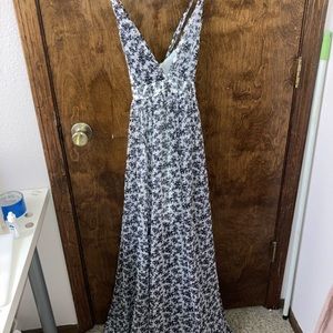Black and white floral a-line dress